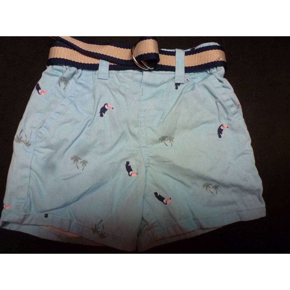 Children’s Place Blue Casual Shorts With Navy/Tan Belt Size 3-6 Months